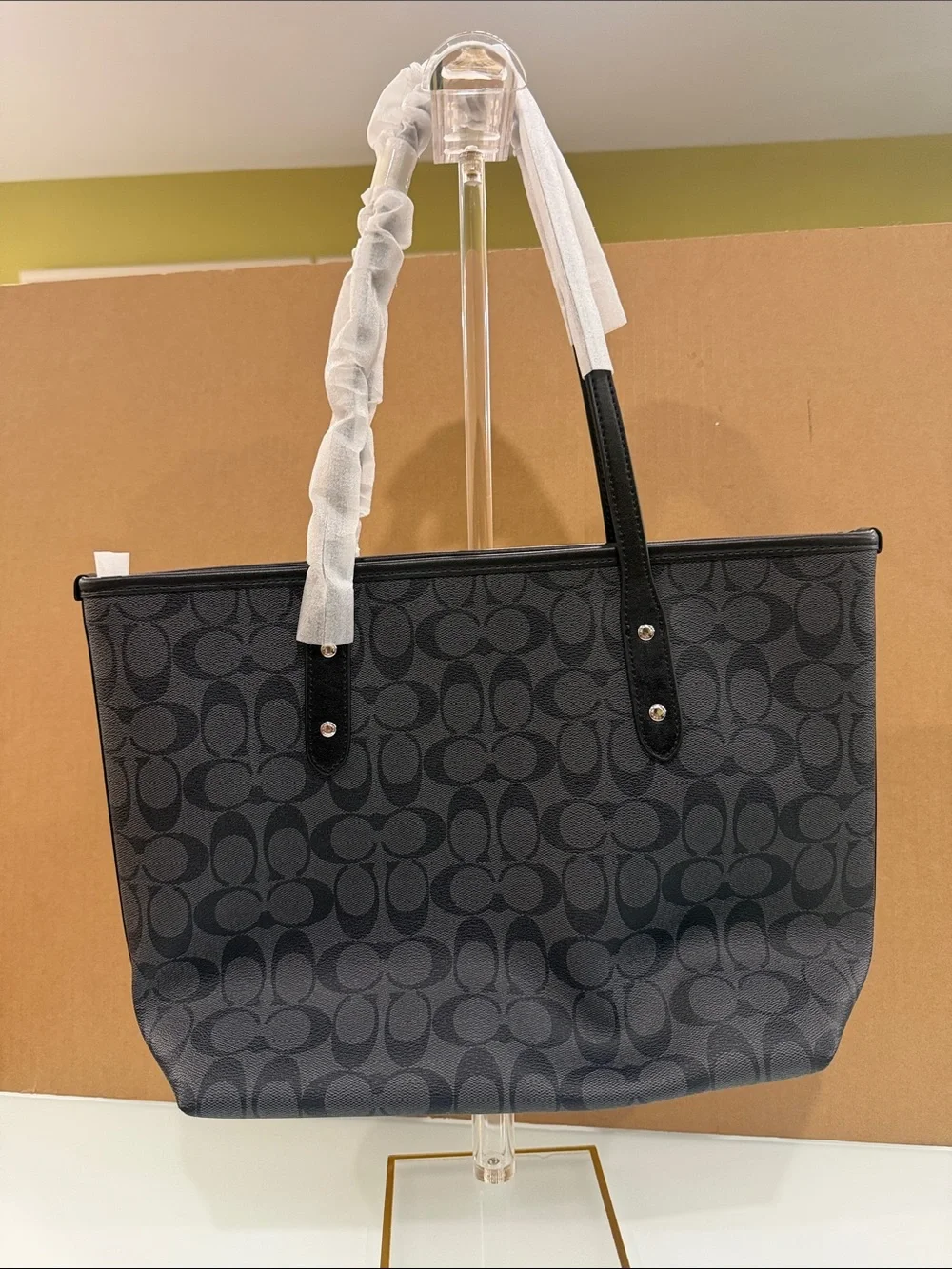 COACH Charcoal/Black Signature Canvas Tote